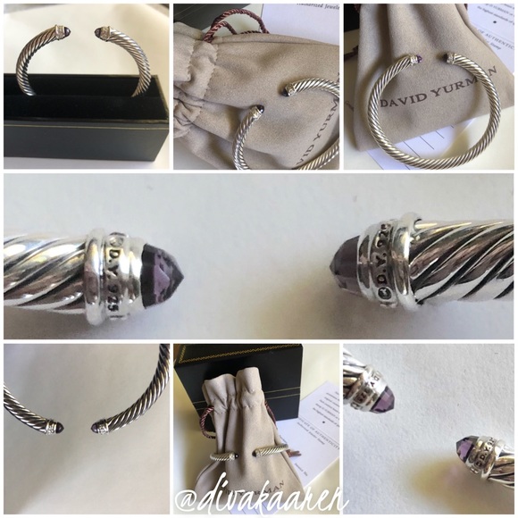 David Yurman Amethyst & Diamond Cable Bracelet - Picture 6 of 8